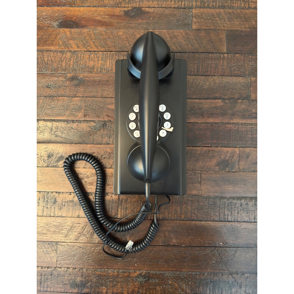Crosley CR55 Wall Mount Phone Retro Rotary Style Push Button Matte Black Vintage